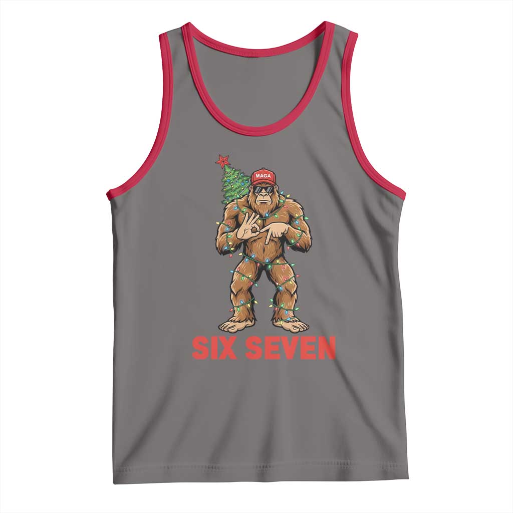 67 Six Seven Tank Top Funny Bigfoot Trump Support Christmas TS14 Deep Heather Red Print Your Wear