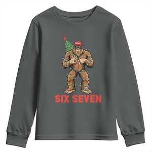 67 Six Seven Youth Sweatshirt Funny Bigfoot Trump Support Christmas TS14 Dark Heather Print Your Wear