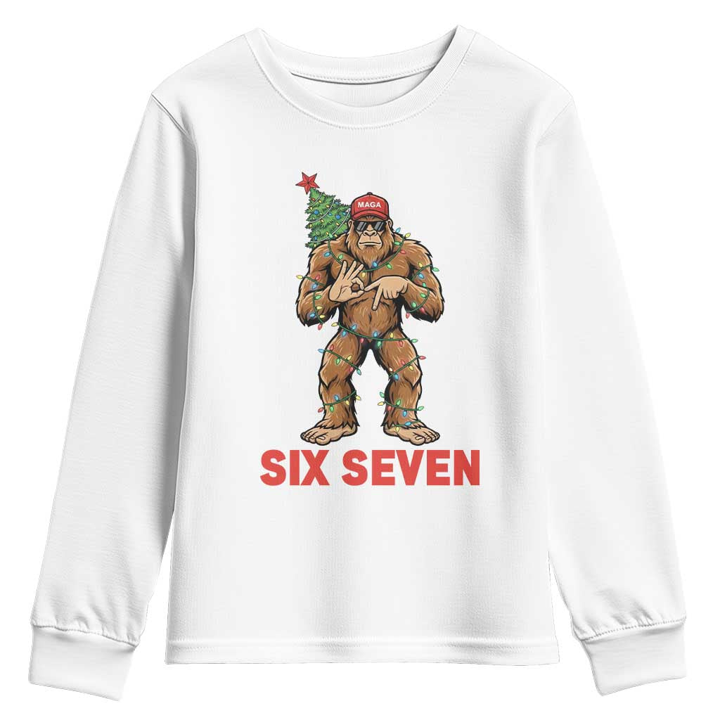 67 Six Seven Youth Sweatshirt Funny Bigfoot Trump Support Christmas TS14 White Print Your Wear