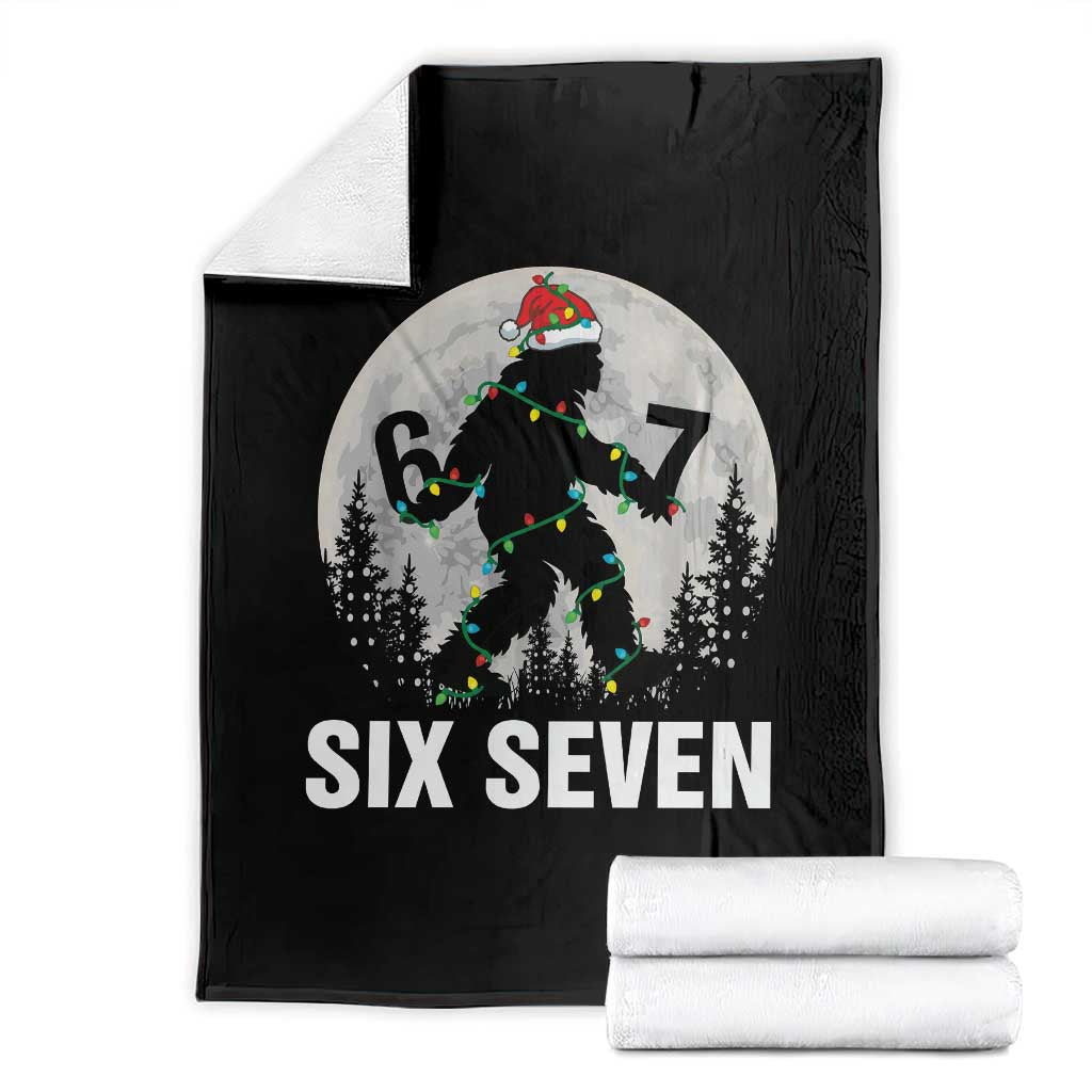 67 Six Seven Throw Blanket Funny Bigfoot Christmas Sasquatch Moon TS14 Black Print Your Wear