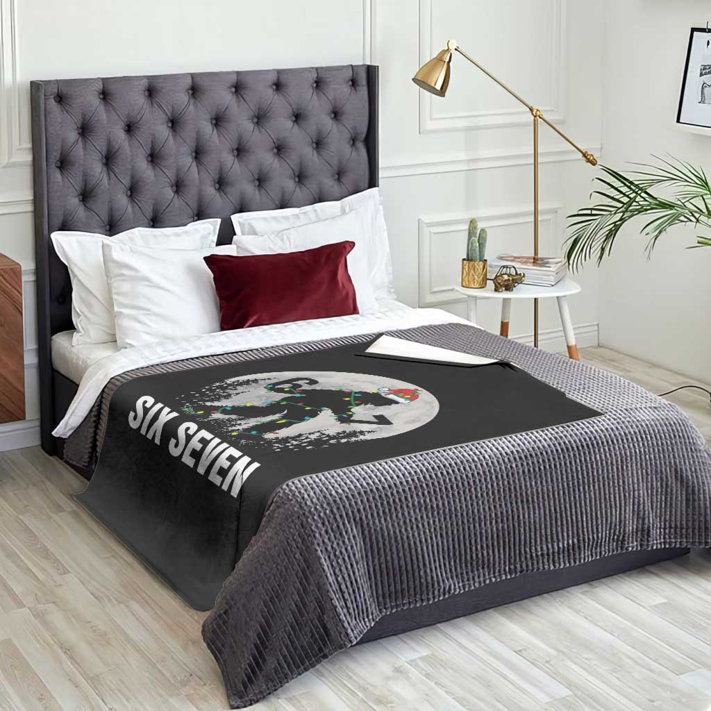 67 Six Seven Throw Blanket Funny Bigfoot Christmas Sasquatch Moon TS14 Print Your Wear