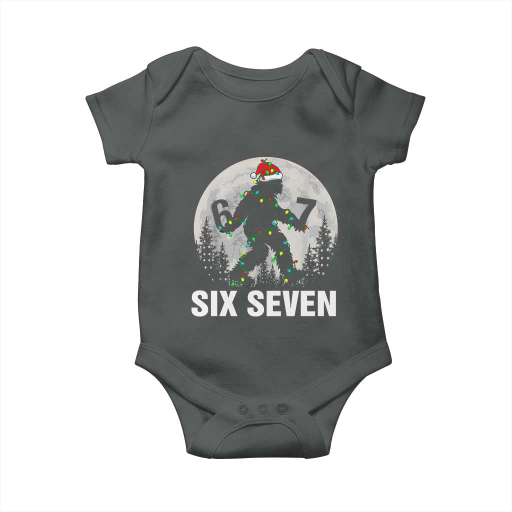 67 Six Seven Baby Onesie Funny Bigfoot Christmas Sasquatch Moon TS14 Dark Heather Print Your Wear