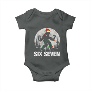 67 Six Seven Baby Onesie Funny Bigfoot Christmas Sasquatch Moon TS14 Dark Heather Print Your Wear