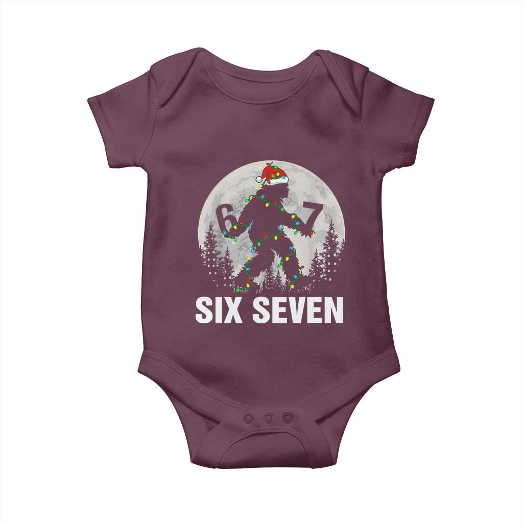 67 Six Seven Baby Onesie Funny Bigfoot Christmas Sasquatch Moon TS14 Maroon Print Your Wear