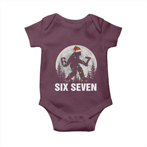 67 Six Seven Baby Onesie Funny Bigfoot Christmas Sasquatch Moon TS14 Maroon Print Your Wear