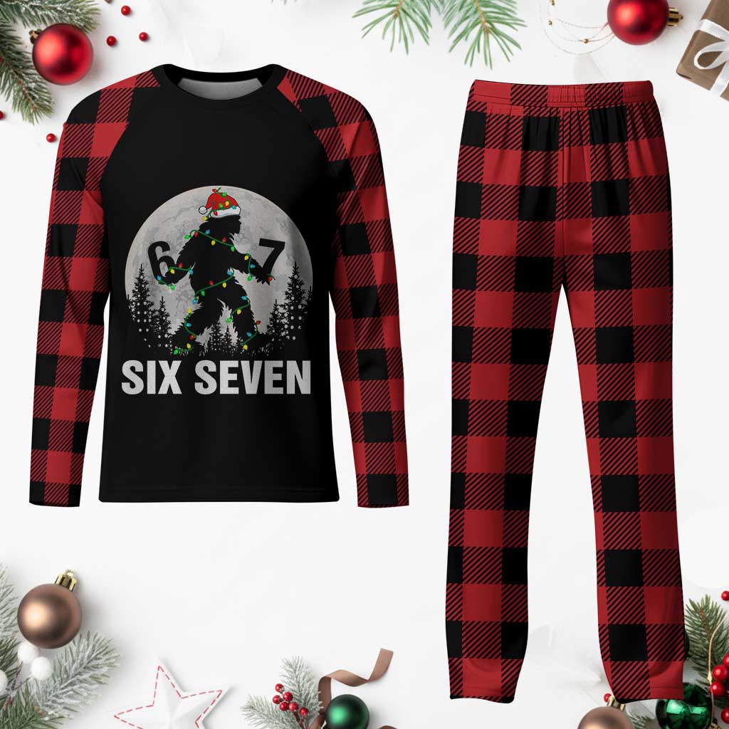 67 Six Seven Plaid Pajama Set Funny Bigfoot Christmas Sasquatch Moon TS14 Buffalo Plaid Print Your Wear