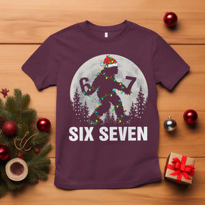 67 Six Seven T Shirt Funny Bigfoot Christmas Sasquatch Moon TS14 Maroon Print Your Wear