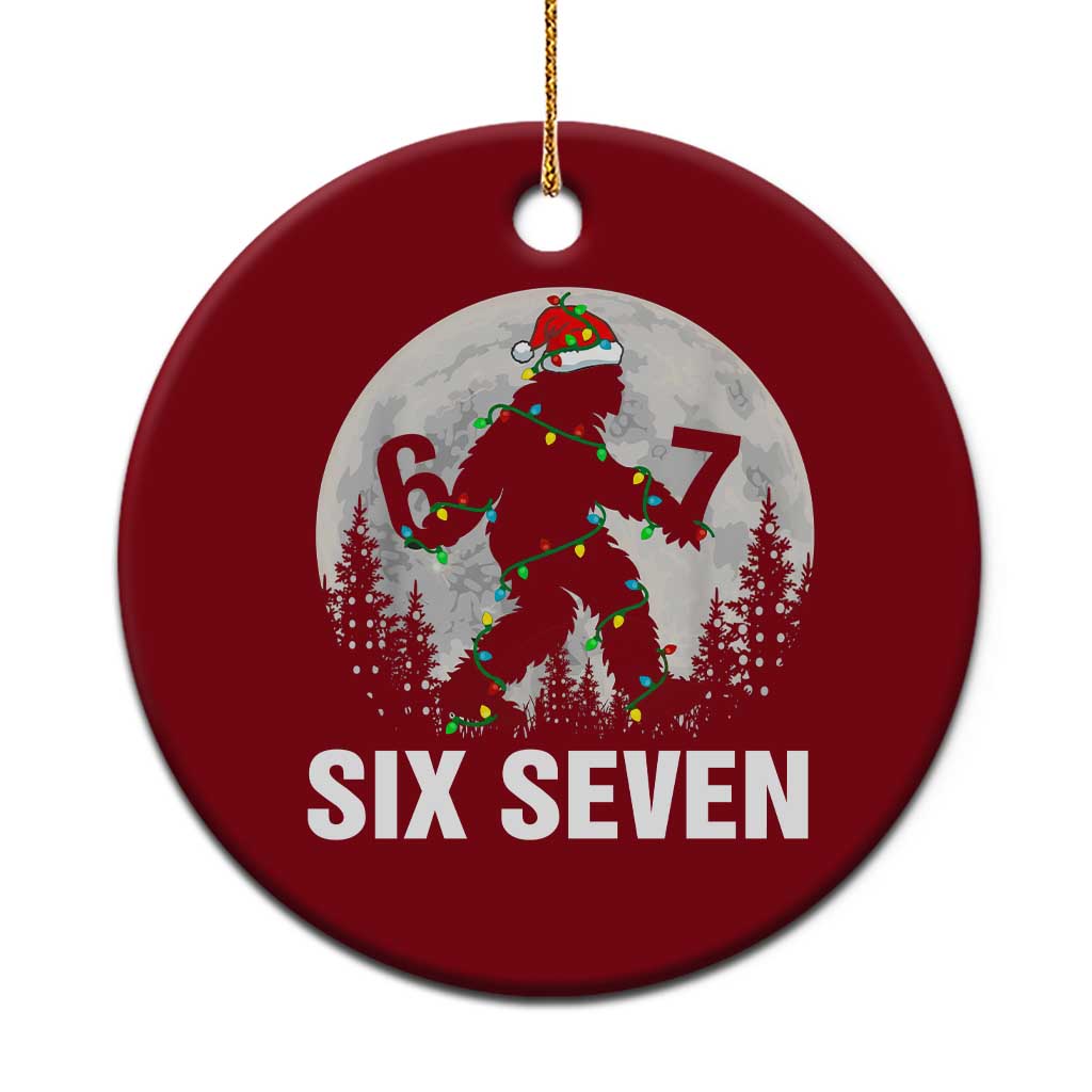 67 Six Seven Ceramic Ornament Funny Bigfoot Xmas Sasquatch Moon TS14 1pc Red Print Your Wear