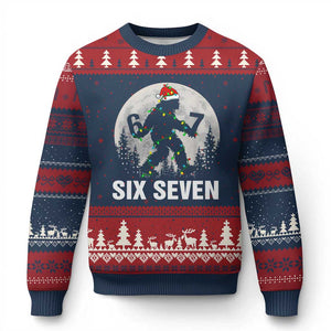 67 Six Seven Ugly Christmas Sweater Funny Bigfoot Xmas Sasquatch Moon TS14 Navy Red Print Your Wear