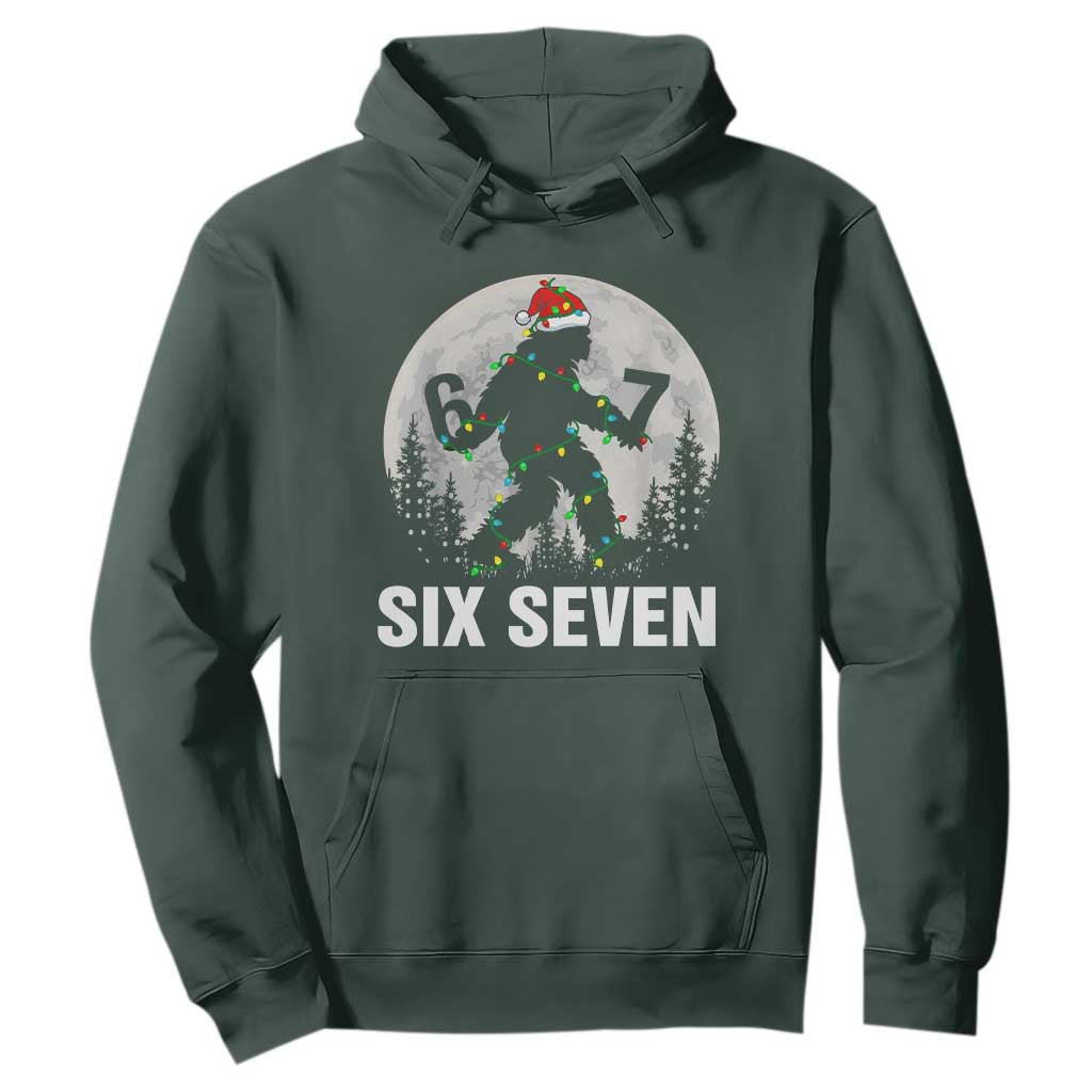 67 Six Seven Hoodie Funny Bigfoot Christmas Sasquatch Moon TS14 Dark Forest Green Print Your Wear