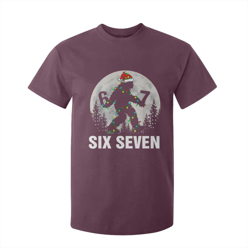 67 Six Seven T Shirt For Kid Funny Bigfoot Christmas Sasquatch Moon TS14 Maroon Print Your Wear