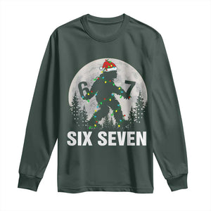 67 Six Seven Long Sleeve Shirt Funny Bigfoot Christmas Sasquatch Moon TS14 Dark Forest Green Print Your Wear