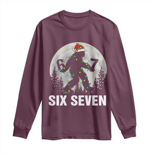 67 Six Seven Long Sleeve Shirt Funny Bigfoot Christmas Sasquatch Moon TS14 Maroon Print Your Wear
