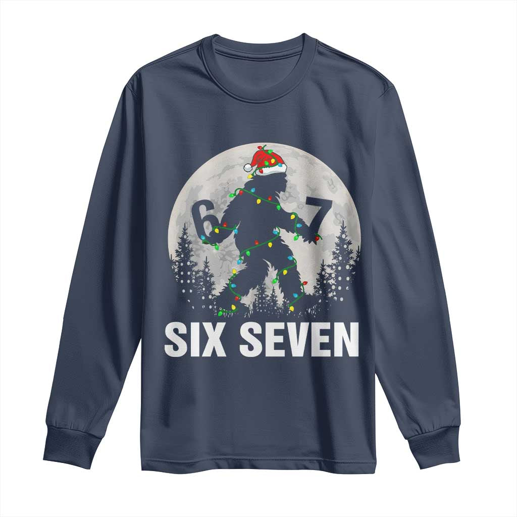 67 Six Seven Long Sleeve Shirt Funny Bigfoot Christmas Sasquatch Moon TS14 Navy Print Your Wear
