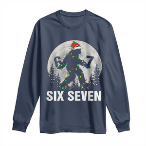 67 Six Seven Long Sleeve Shirt Funny Bigfoot Christmas Sasquatch Moon TS14 Navy Print Your Wear