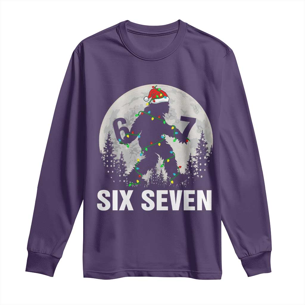 67 Six Seven Long Sleeve Shirt Funny Bigfoot Christmas Sasquatch Moon TS14 Purple Print Your Wear