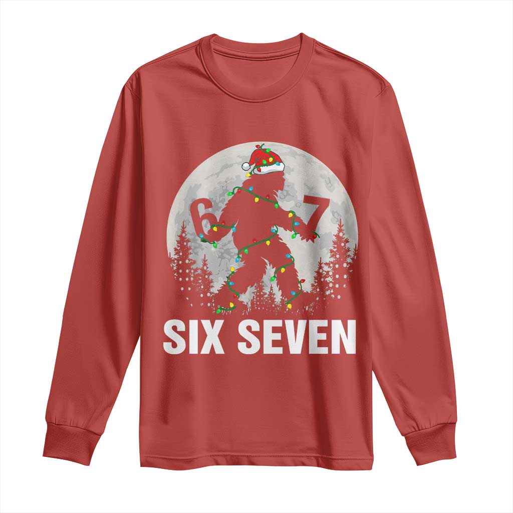 67 Six Seven Long Sleeve Shirt Funny Bigfoot Christmas Sasquatch Moon TS14 Red Print Your Wear