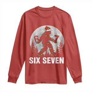 67 Six Seven Long Sleeve Shirt Funny Bigfoot Christmas Sasquatch Moon TS14 Red Print Your Wear