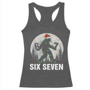 67 Six Seven Racerback Tank Top Funny Bigfoot Christmas Sasquatch Moon TS14 Dark Heather Print Your Wear