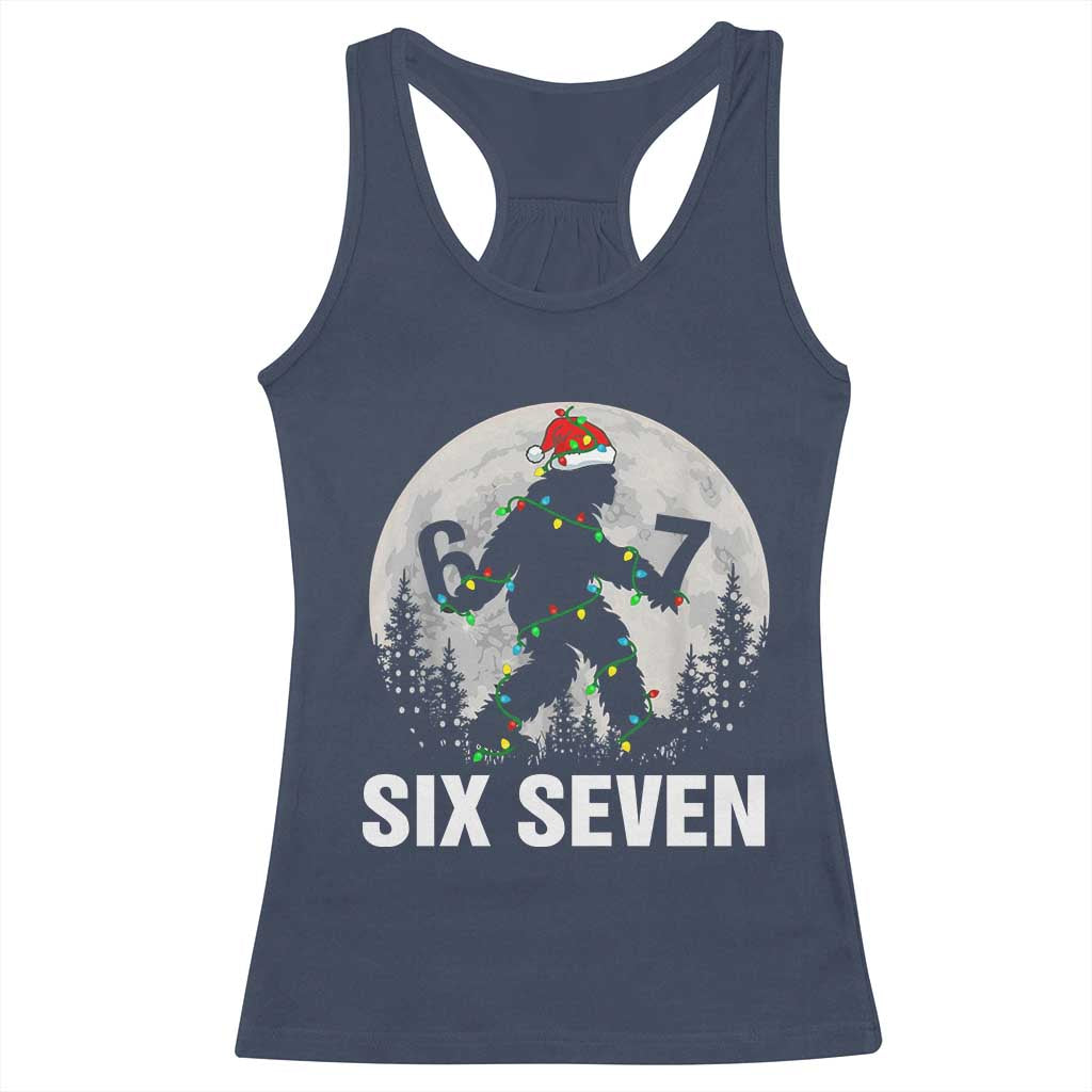 67 Six Seven Racerback Tank Top Funny Bigfoot Christmas Sasquatch Moon TS14 Navy Print Your Wear