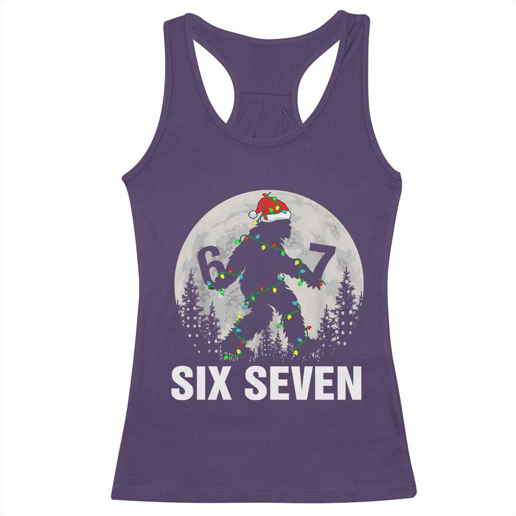 67 Six Seven Racerback Tank Top Funny Bigfoot Christmas Sasquatch Moon TS14 Purple Print Your Wear