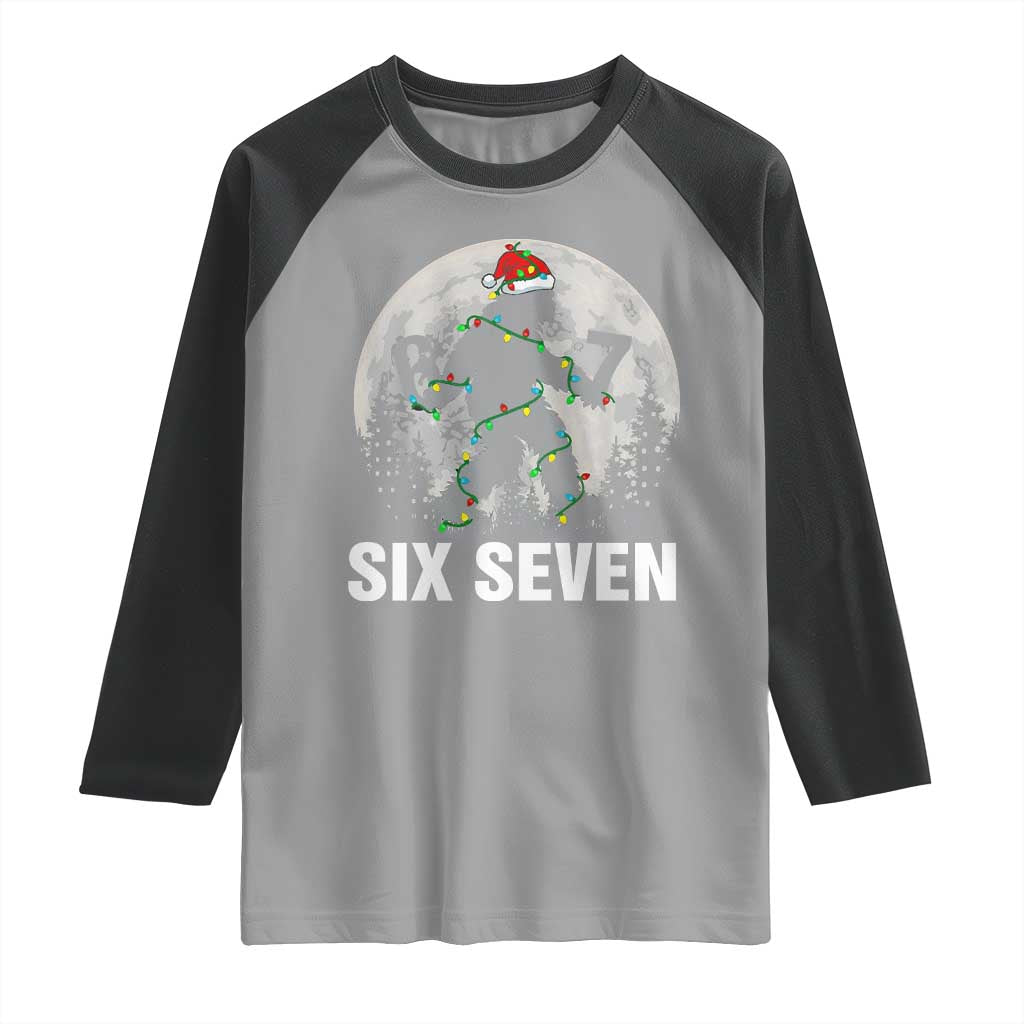 67 Six Seven Raglan Shirt Funny Bigfoot Christmas Sasquatch Moon TS14 Sport Gray Black Print Your Wear