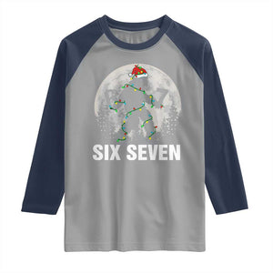 67 Six Seven Raglan Shirt Funny Bigfoot Christmas Sasquatch Moon TS14 Sport Gray Navy Print Your Wear