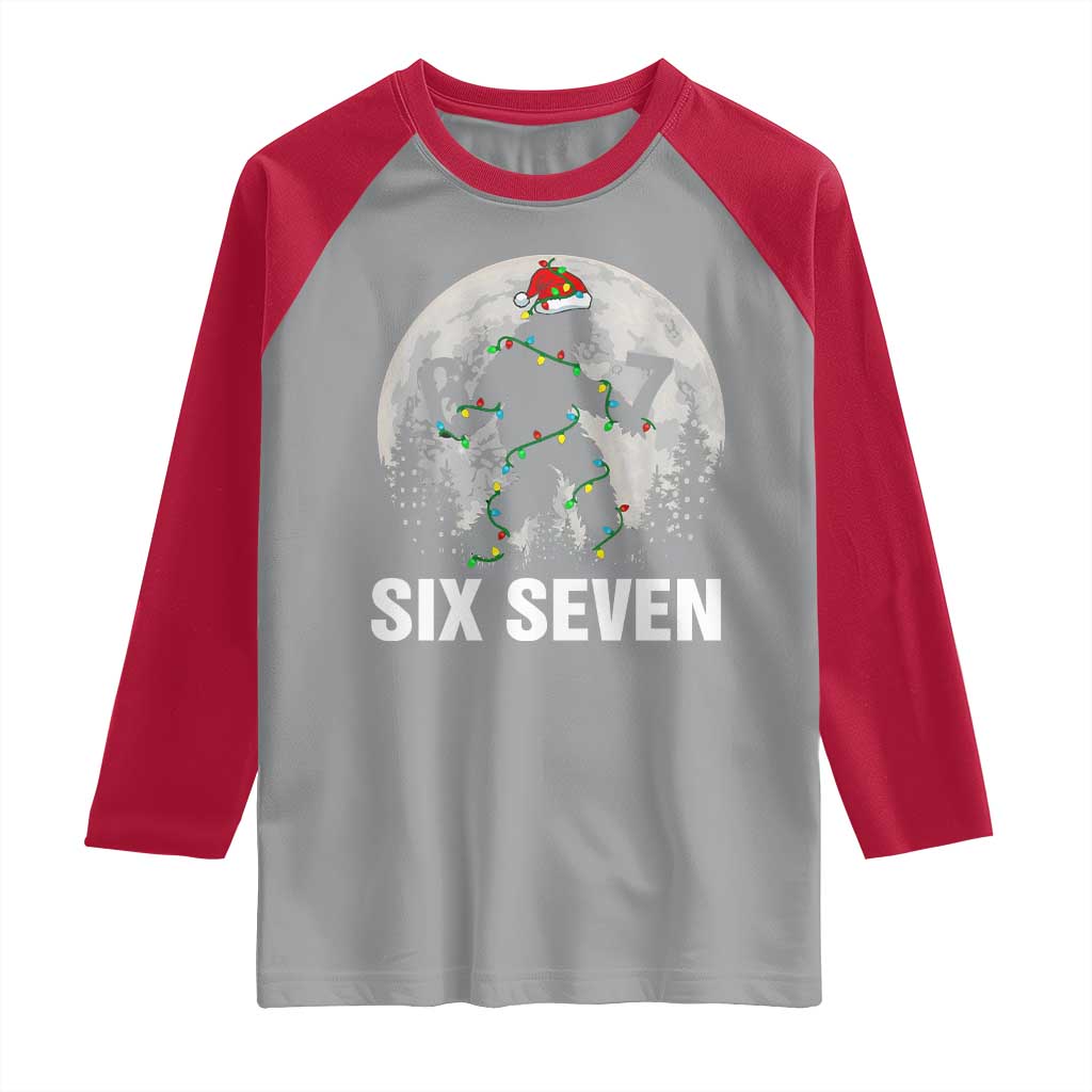 67 Six Seven Raglan Shirt Funny Bigfoot Christmas Sasquatch Moon TS14 Sport Gray Red Print Your Wear