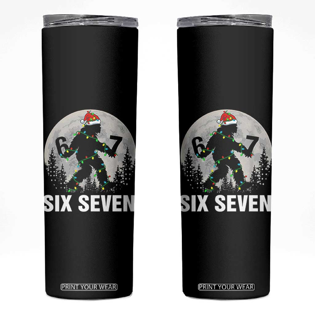 67 Six Seven Skinny Tumbler Funny Bigfoot Christmas Sasquatch Moon TS14 Black Print Your Wear