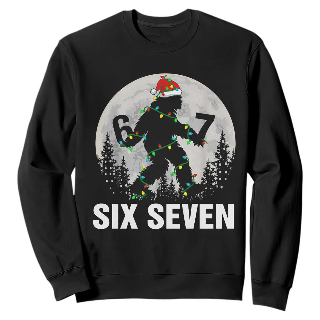 67 Six Seven Sweatshirt Funny Bigfoot Christmas Sasquatch Moon TS14 Black Print Your Wear