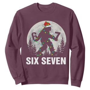 67 Six Seven Sweatshirt Funny Bigfoot Christmas Sasquatch Moon TS14 Maroon Print Your Wear