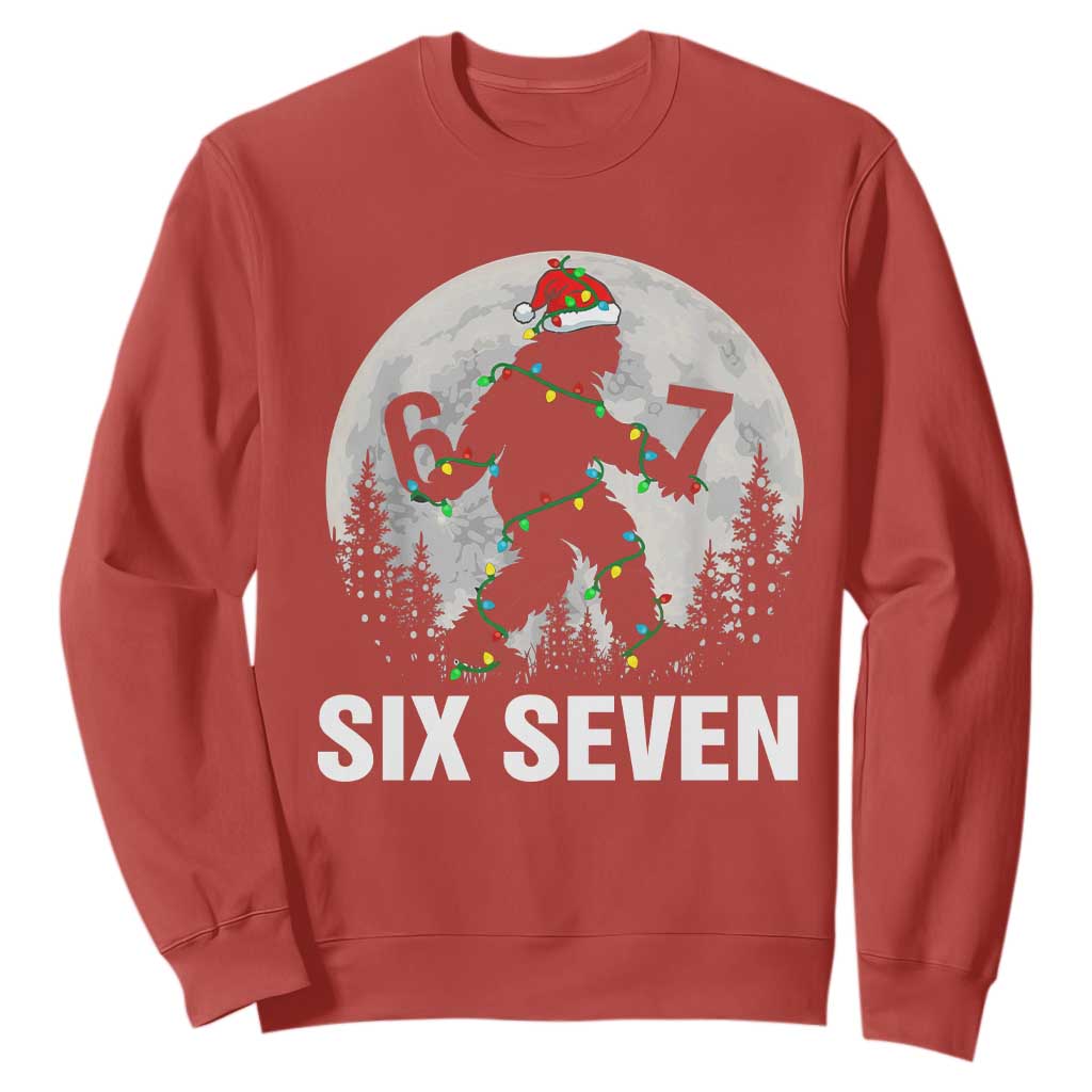 67 Six Seven Sweatshirt Funny Bigfoot Christmas Sasquatch Moon TS14 Red Print Your Wear