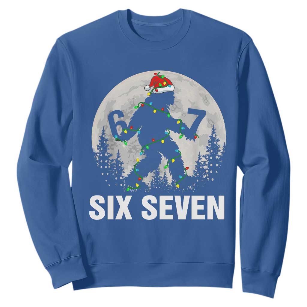 67 Six Seven Sweatshirt Funny Bigfoot Christmas Sasquatch Moon TS14 Royal Blue Print Your Wear