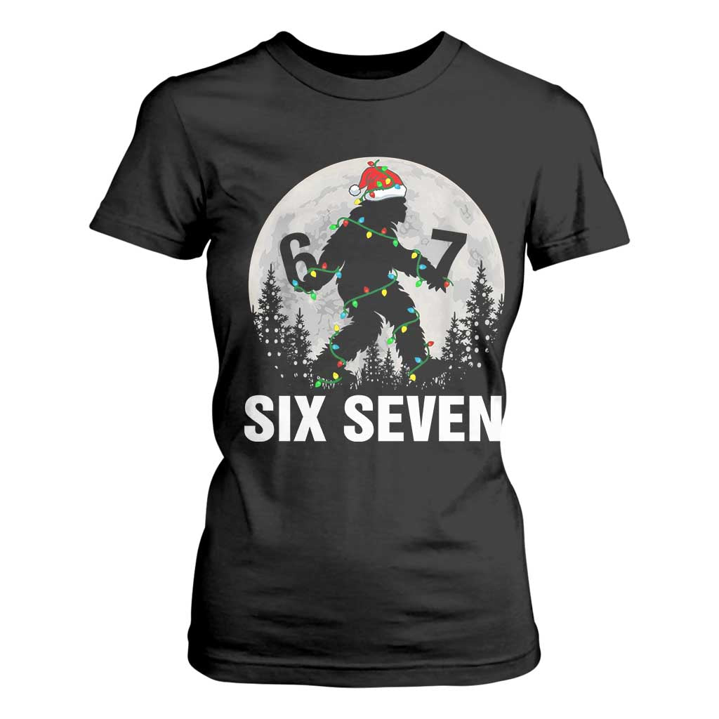 67 Six Seven T Shirt For Women Funny Bigfoot Christmas Sasquatch Moon TS14 Black Print Your Wear