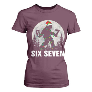 67 Six Seven T Shirt For Women Funny Bigfoot Christmas Sasquatch Moon TS14 Maroon Print Your Wear