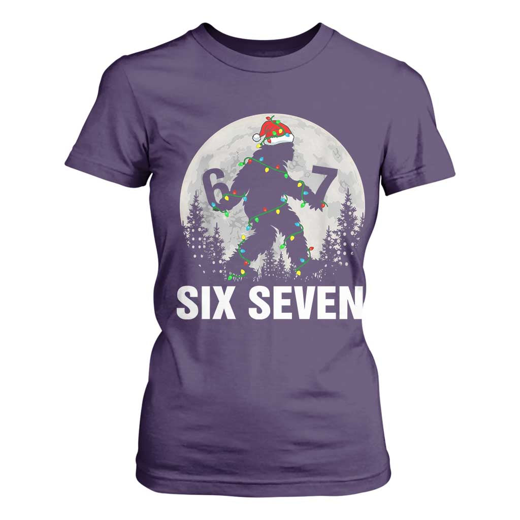 67 Six Seven T Shirt For Women Funny Bigfoot Christmas Sasquatch Moon TS14 Purple Print Your Wear