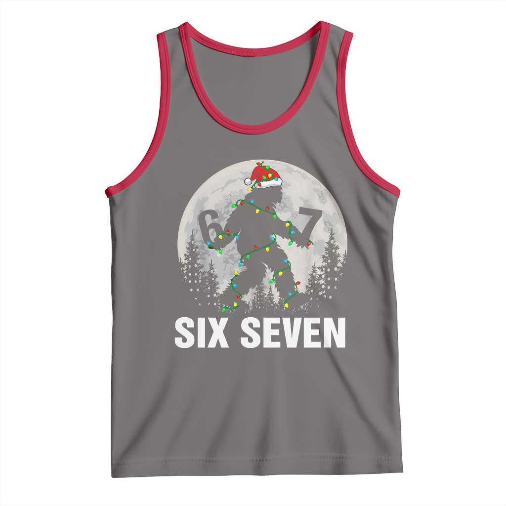 67 Six Seven Tank Top Funny Bigfoot Christmas Sasquatch Moon TS14 Deep Heather Red Print Your Wear