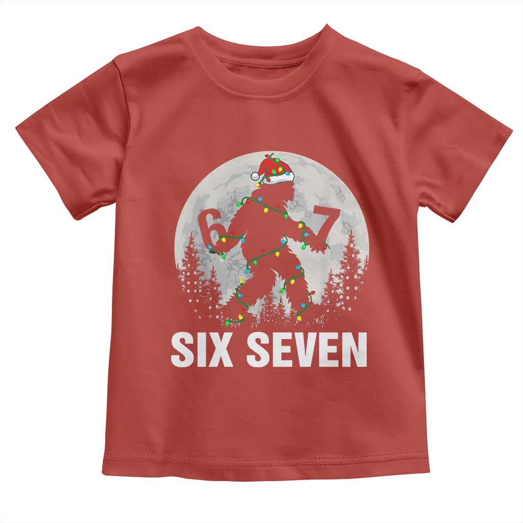 67 Six Seven Toddler T Shirt Funny Bigfoot Christmas Sasquatch Moon TS14 Red Print Your Wear