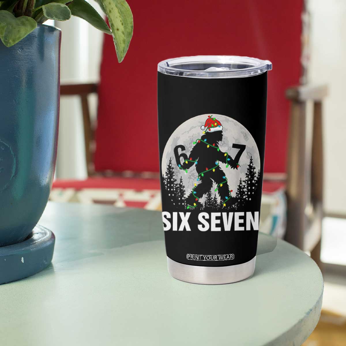 67 Six Seven Tumbler Cup Funny Bigfoot Christmas Sasquatch Moon TS14 Print Your Wear
