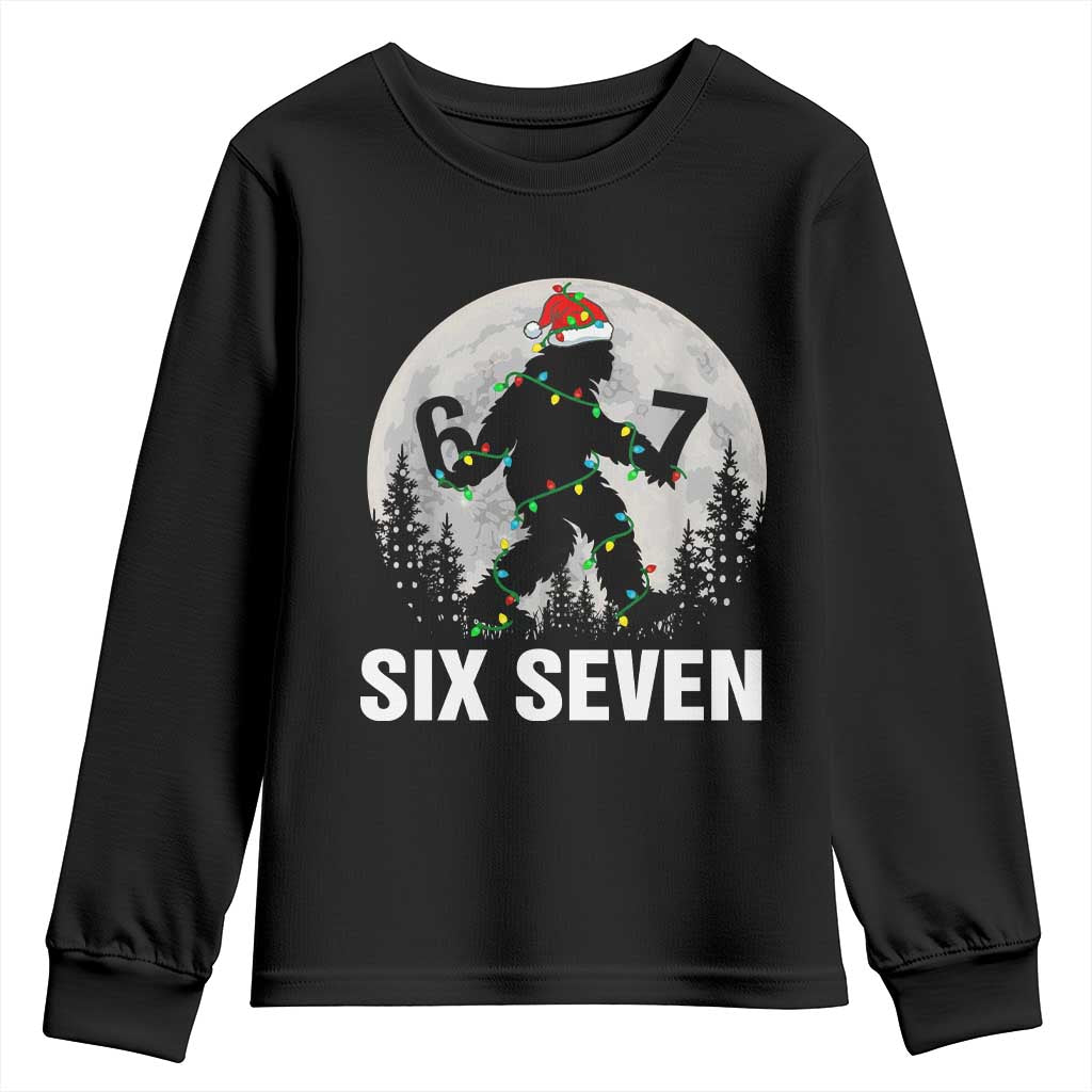 67 Six Seven Youth Sweatshirt Funny Bigfoot Christmas Sasquatch Moon TS14 Black Print Your Wear