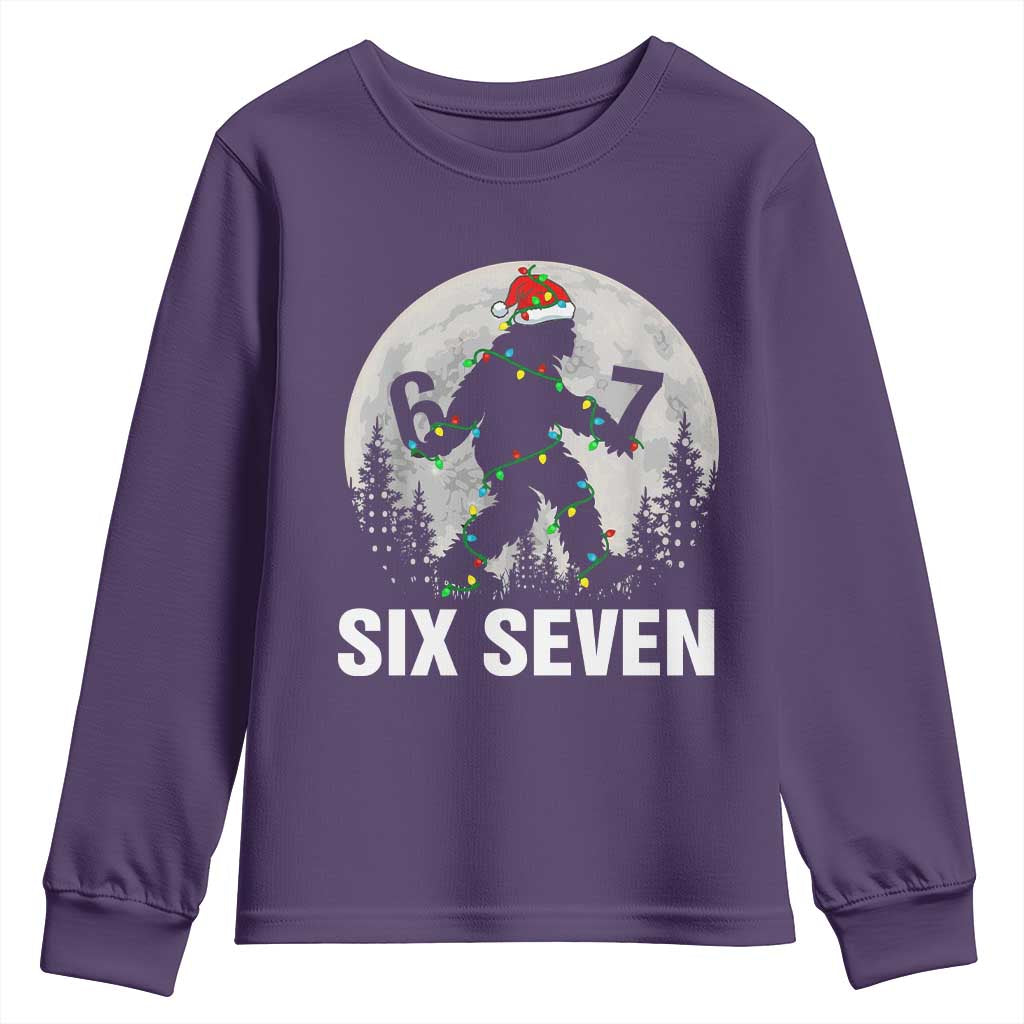 67 Six Seven Youth Sweatshirt Funny Bigfoot Christmas Sasquatch Moon TS14 Purple Print Your Wear