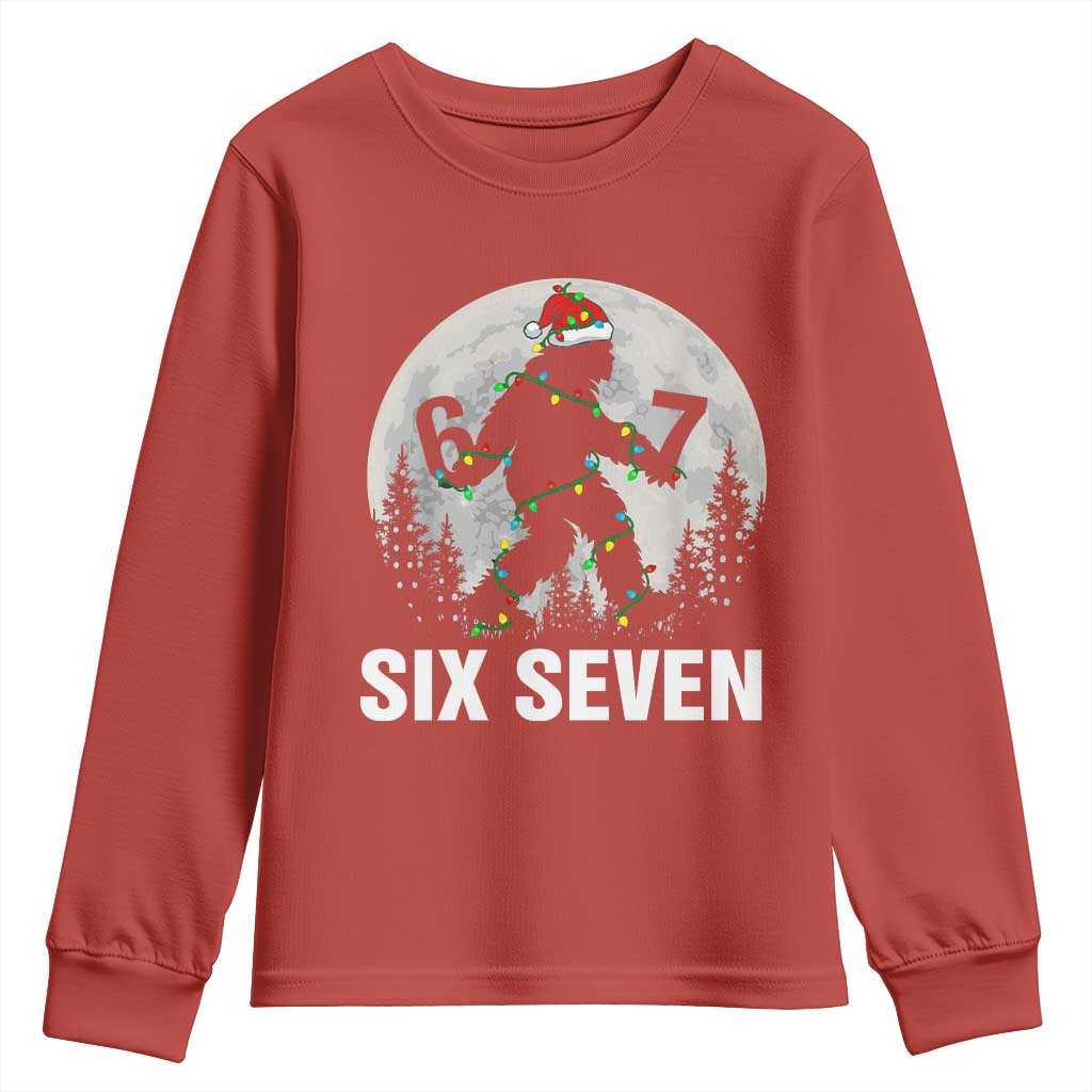 67 Six Seven Youth Sweatshirt Funny Bigfoot Christmas Sasquatch Moon TS14 Red Print Your Wear