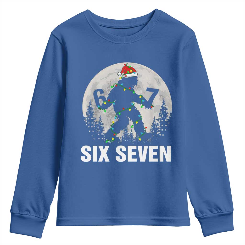 67 Six Seven Youth Sweatshirt Funny Bigfoot Christmas Sasquatch Moon TS14 Royal Blue Print Your Wear