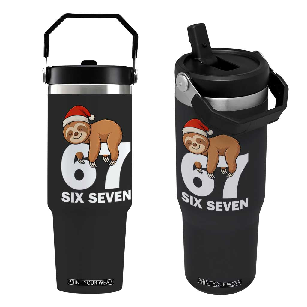 67 Six Seven Flip Straw Tumbler Funny Sloth Christmas TS14 One Size: 30 oz Black Print Your Wear