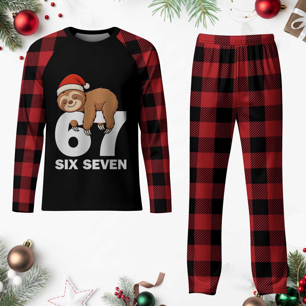 67 Six Seven Plaid Pajama Set Funny Sloth Christmas TS14 Buffalo Plaid Print Your Wear
