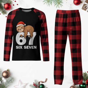67 Six Seven Plaid Pajama Set Funny Sloth Christmas TS14 Buffalo Plaid Print Your Wear