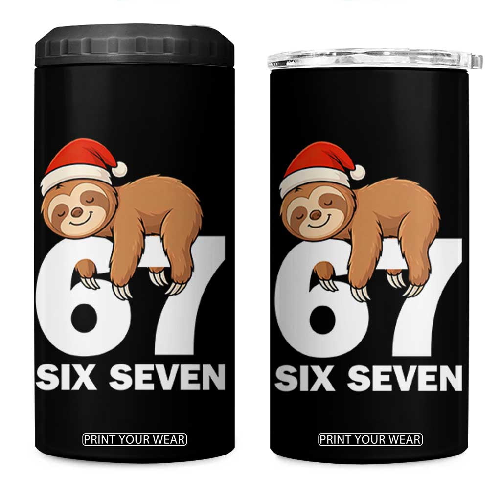 67 Six Seven 4 in 1 Can Cooler Tumbler Funny Sloth Christmas TS14 One Size: 16 oz Black Print Your Wear