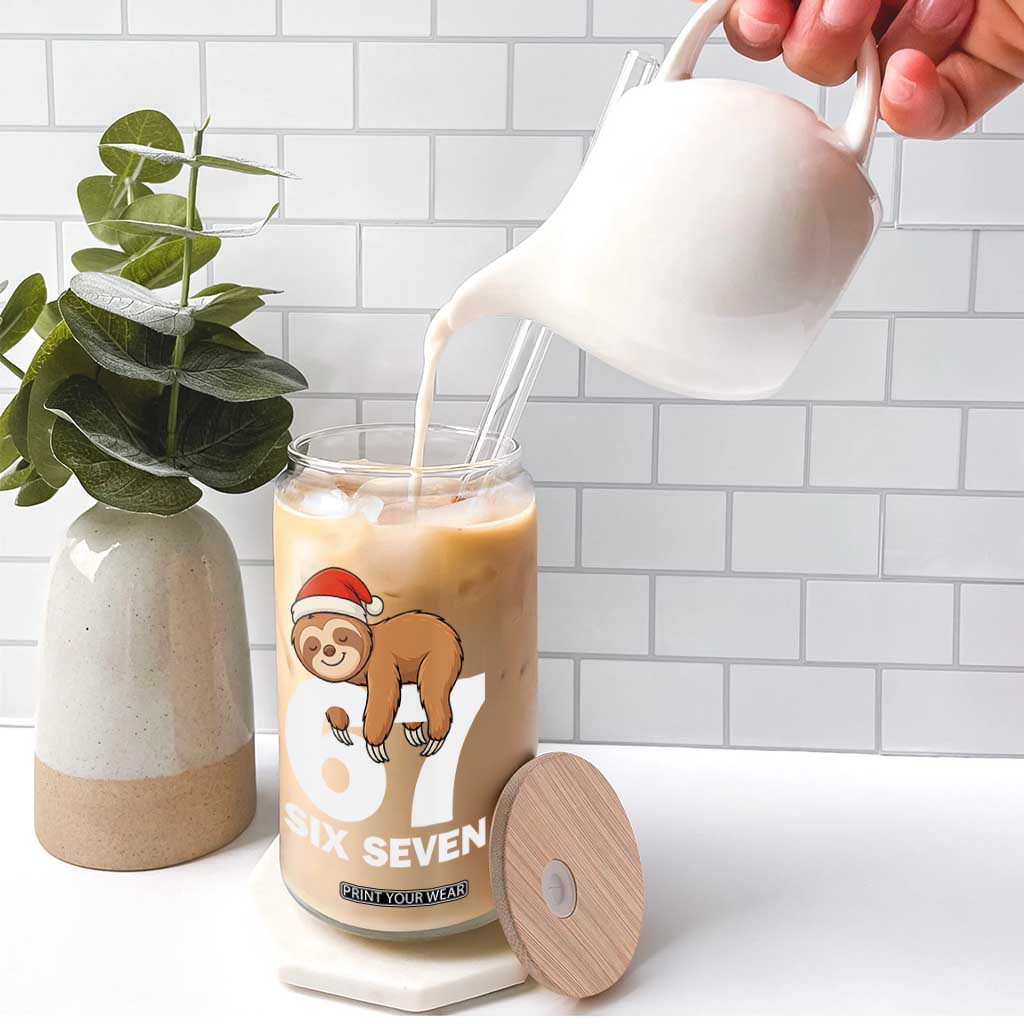 67 Six Seven Glass Can Funny Sloth Christmas TS14 Print Your Wear