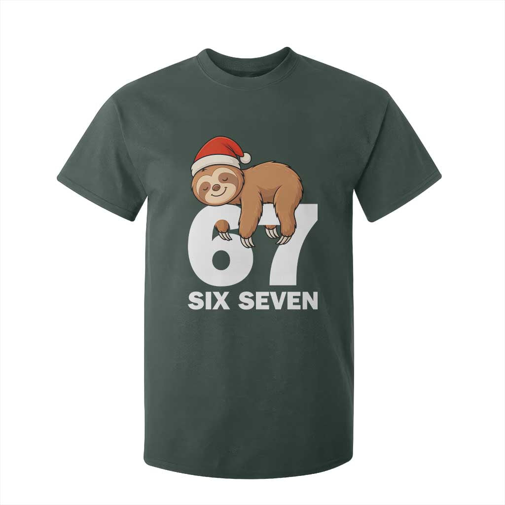 67 Six Seven T Shirt For Kid Funny Sloth Christmas TS14 Dark Forest Green Print Your Wear