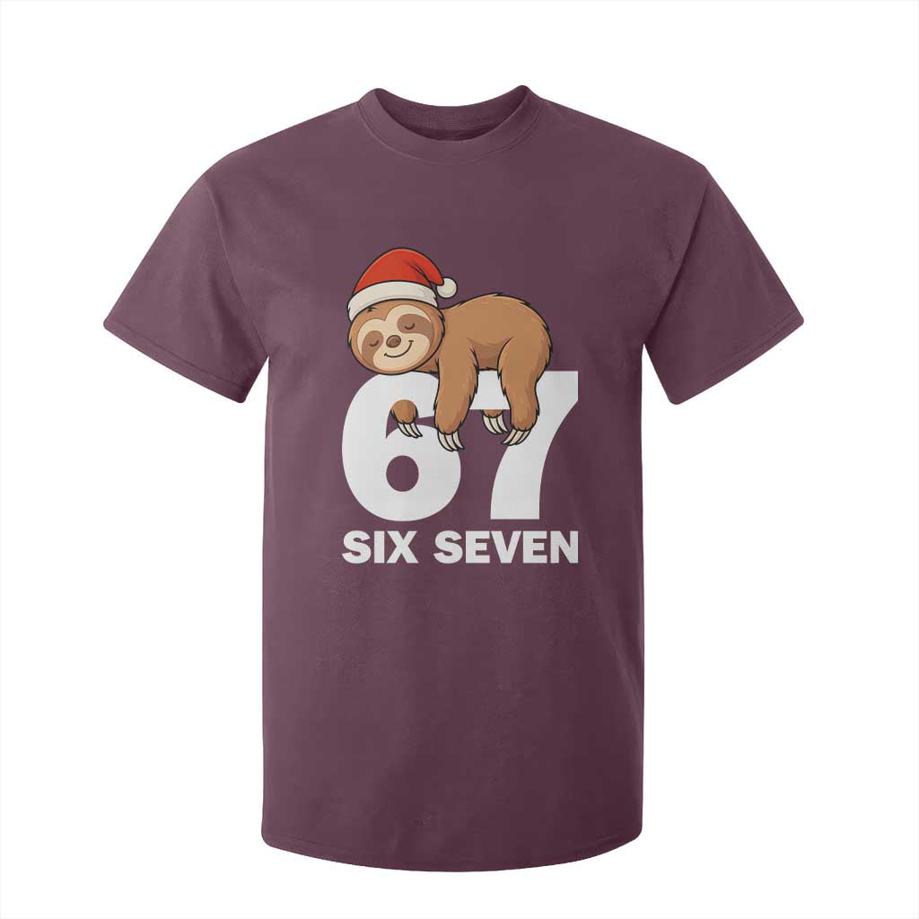 67 Six Seven T Shirt For Kid Funny Sloth Christmas TS14 Maroon Print Your Wear